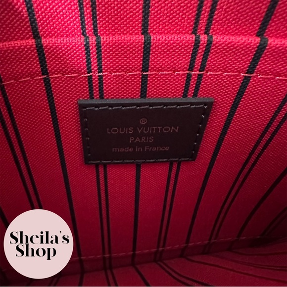 NWT Authentic Louis Vuitton 2022 Neverfull MM Damier Ebene Cherry with Pouch - Picture 15 of 16